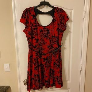 Belted red/black Plus Size dress